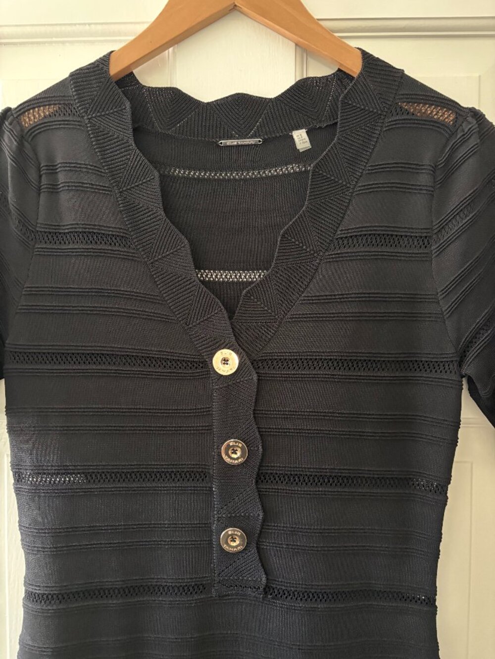 Elie Tahari Black Knit Dress with Underlay